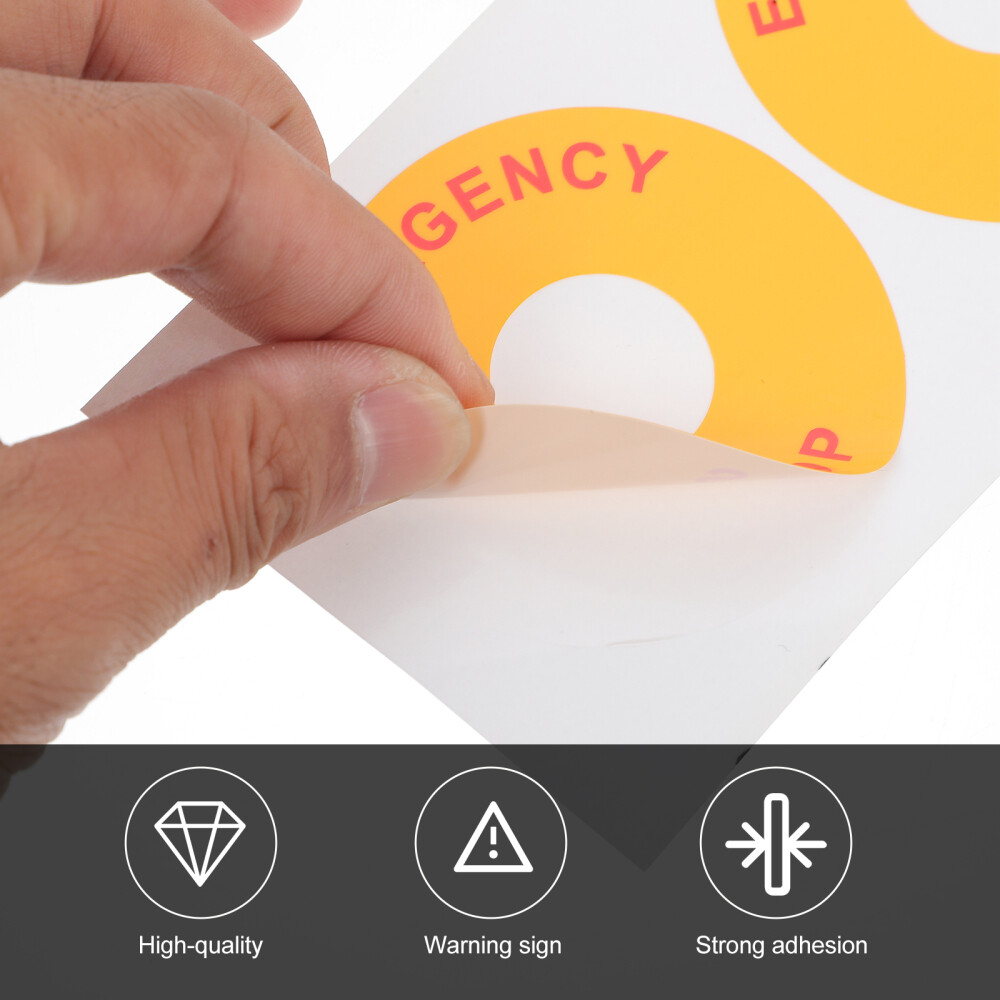 8PCS Emergency Stop Warning Label Sticker Warning Emergency Stop Sign Decal