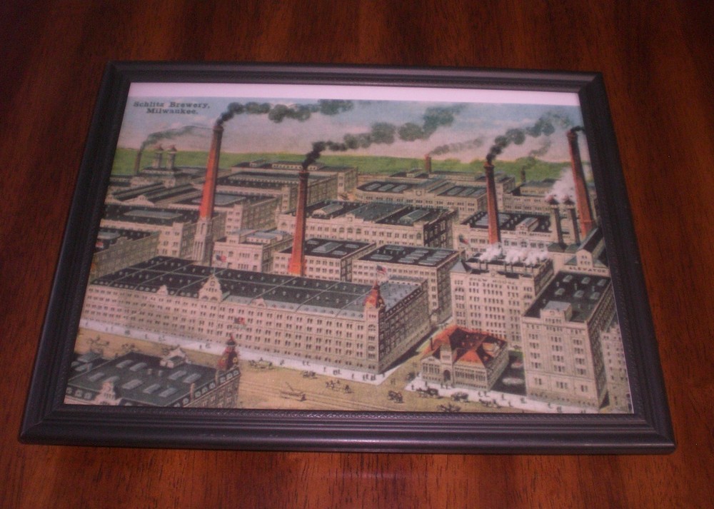 SCHLITZ BREWERY FRAMED COLOR PRINT