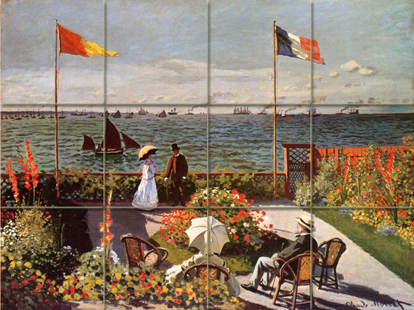 Monet Terrace Sea Mural Ceramic Backsplash Tile #124