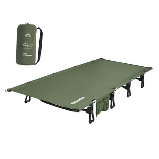 Extra WideWild Camping Cot, Folding Lightweight Camp Cot Bed, Portable Green