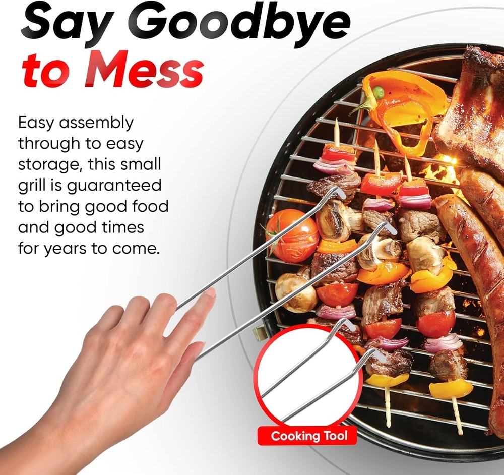 Small Charcoal Grill for Backyard - Locking Lid, Portable
