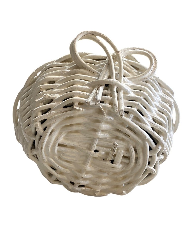 Mini Sewing Basket White Wicker with Liner