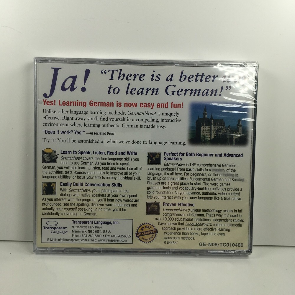 Learn German Now! Transparent Language Version 8 Master Program Win/Mac CD NEW