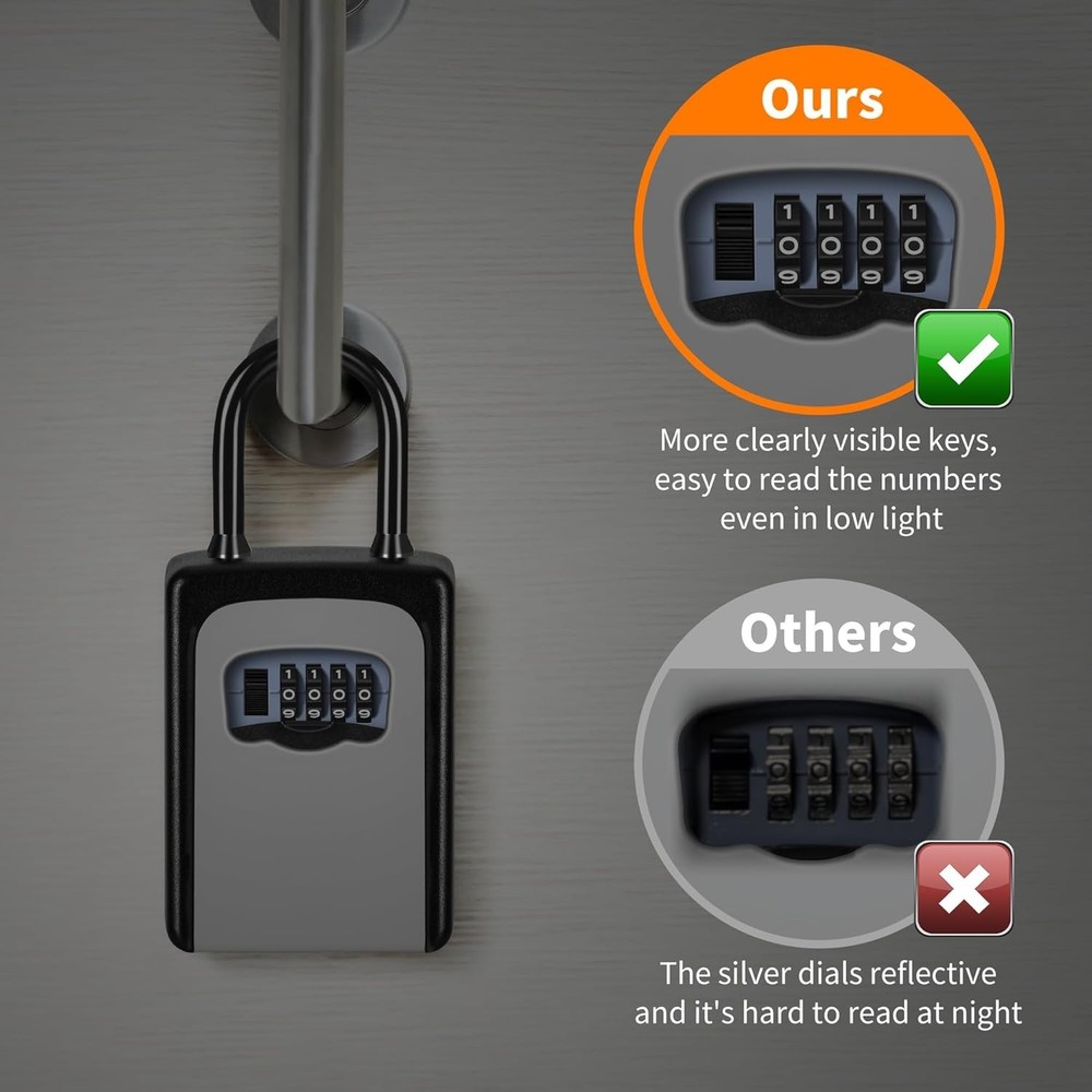 Secure Wall-Mounted Key Lock Box with 4-Digit Code - Ideal for Home & Travel