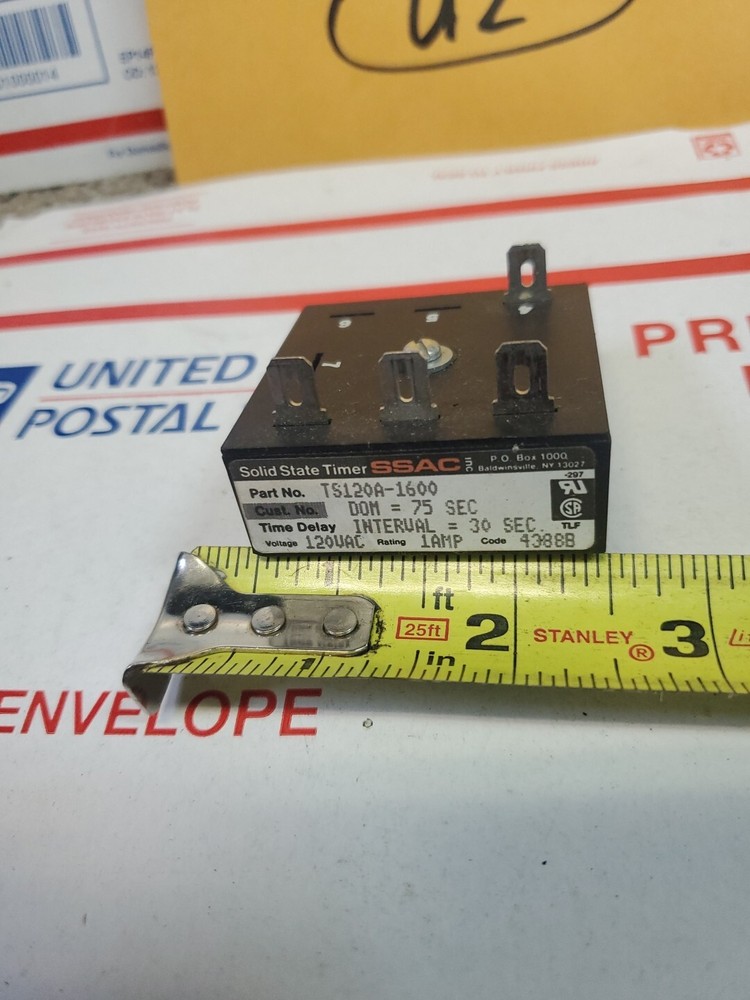 SSAC TS120A-1600 Solid State Timer DOM 75 SEC INTERVAL 30 SEC 120VAC USED, U2