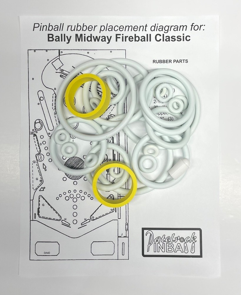 1985 Bally / Midway Fireball Classic Pinball Machine Rubber Ring Kit
