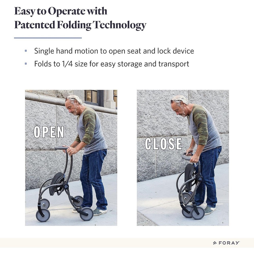 Foray Spring Rollator Easy Storage Unique Design Elderly Assist Walker