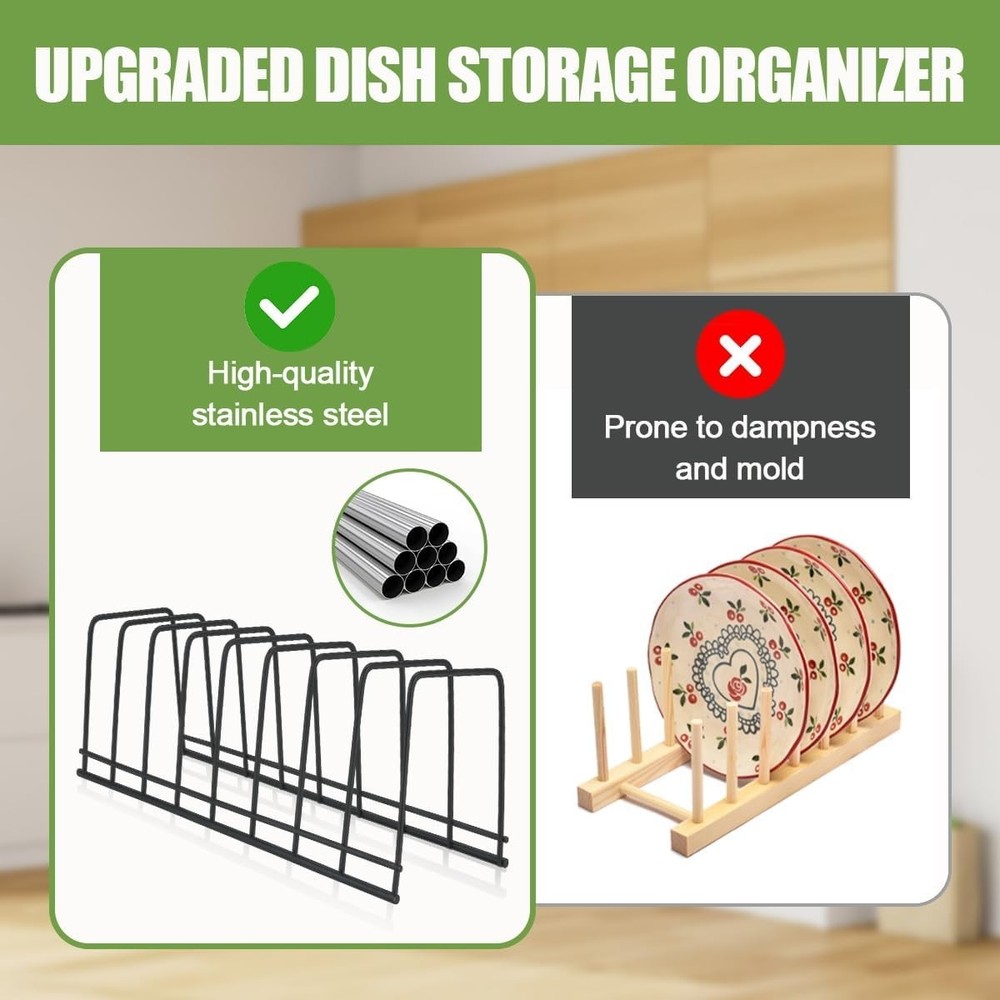 4-Pack Pot Lid Holder – Kitchen Organizer Rack, Cabinet Mount, Black, Space-Savi