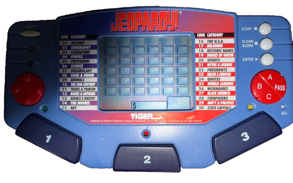 Tiger Electronics Jeopardy Handheld Game With Answer/question Book + Instruction