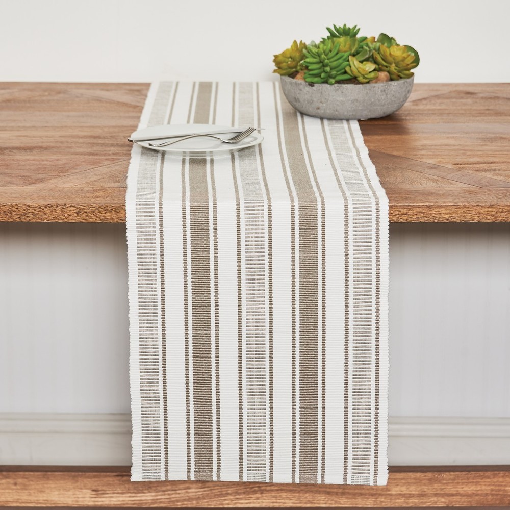 Chandler Stripe Clay Dining Table Runner, 13" x 72"