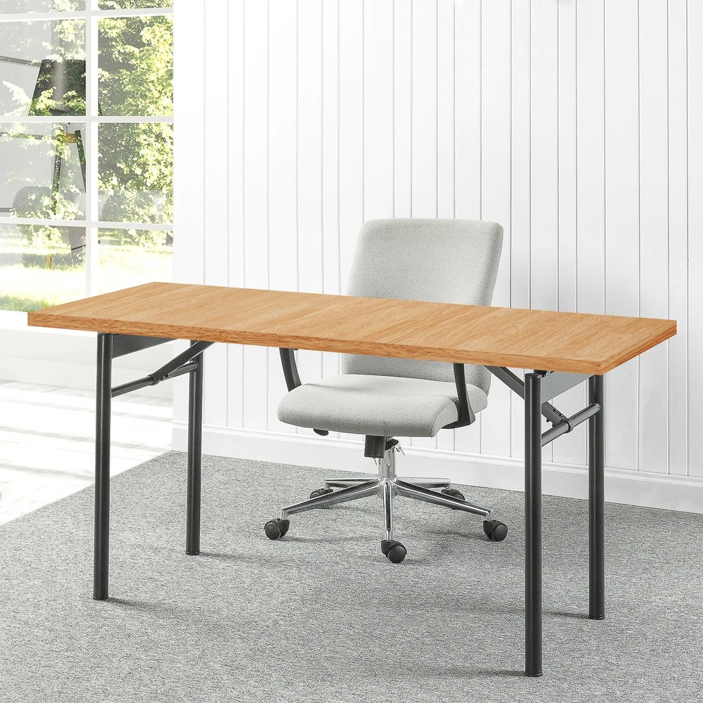 Wood Color Tabletop Rectangular Countertop Compatible With Various Table Leg