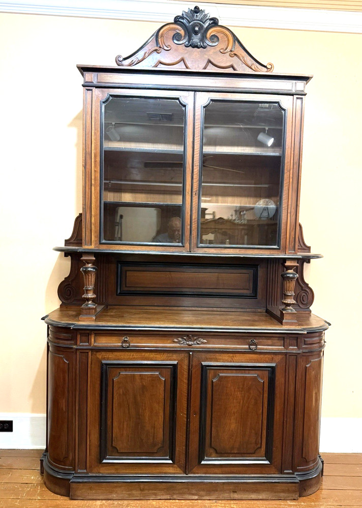 French Walnut louis Phillippe Buffet Sideboard Hutch