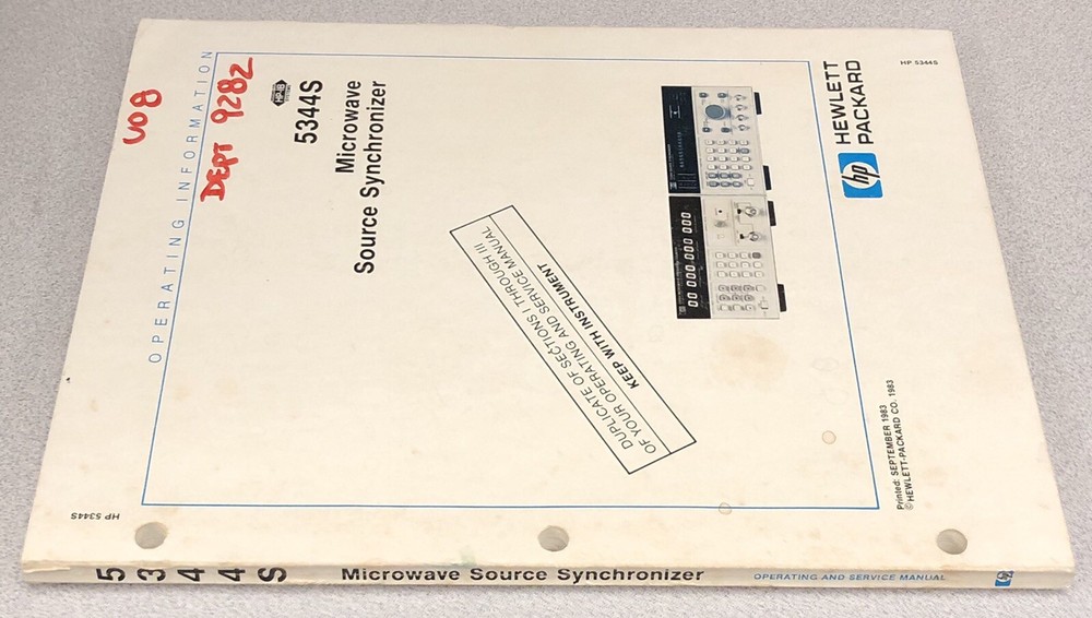 HP 5344S Microwave Source Synchronizer Operating Information Manual
