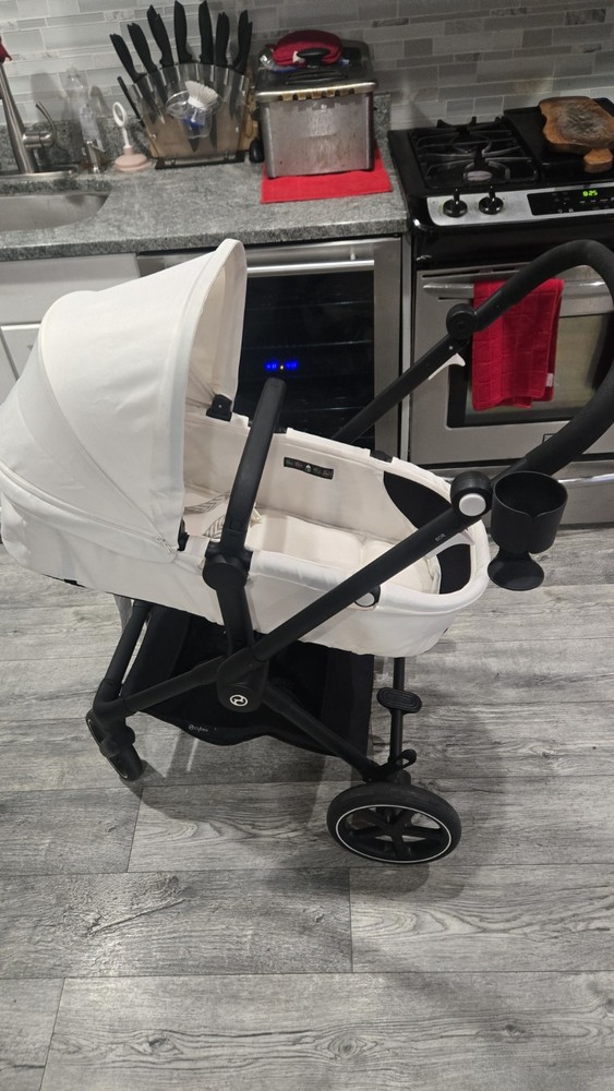Cybex Bassinet Carriage Stroller White Adjustable Handles Single Infant