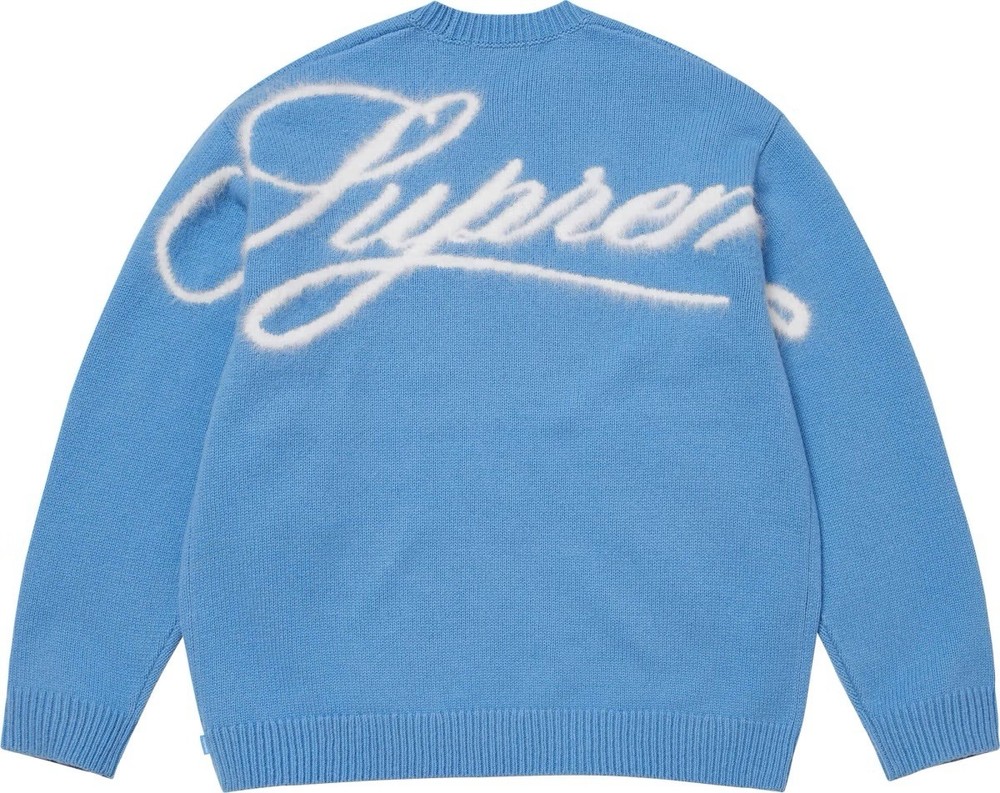 Supreme Angora Script Sweater Light Blue FW25 Size Medium Brand New