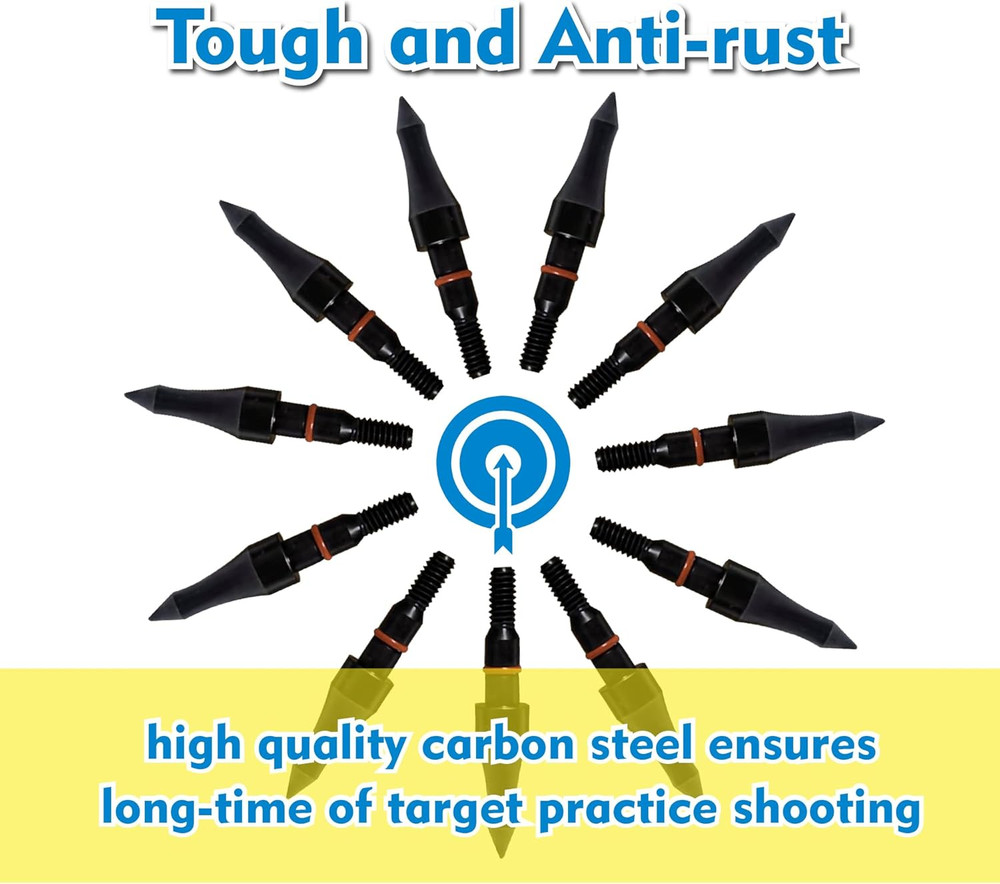 12Pcs Archery Arrow Tips 100-200 Grain for Recurve & Compound Bows