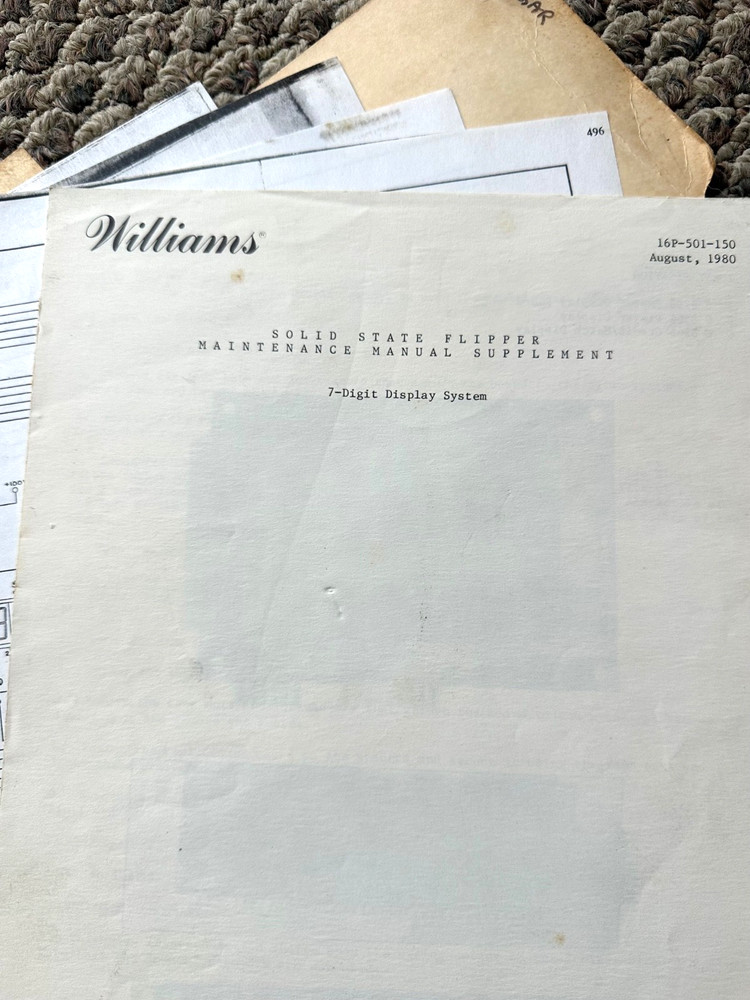 William’s Gorgar Pinball Instruction Booklet & Miscellaneous Original