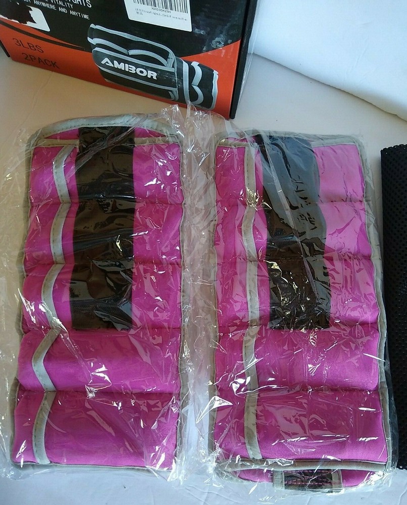 Ambor 3lb Ankle Weights Pink Neoprene Adjustable 2-Pack
