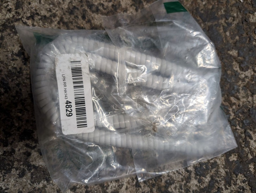12 Foot White Curly/Handset/Coiled Cord