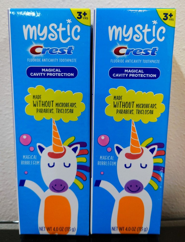 2 Crest 4 Oz Mystic Magical Bubblegum Fluoride Anticavity Toothpaste Exp 08/2023