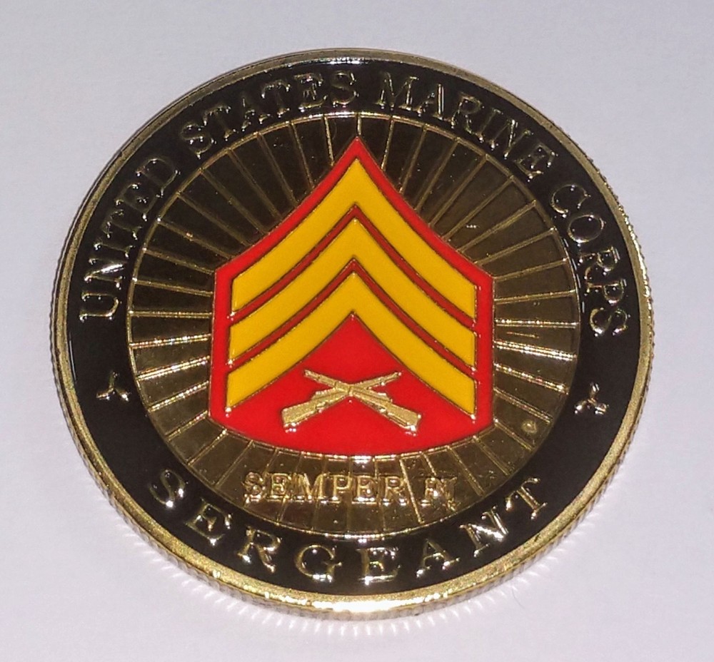 MARINE CORPS SERGEANT CHALLENGE #1447 COLORIZED ART ROUND