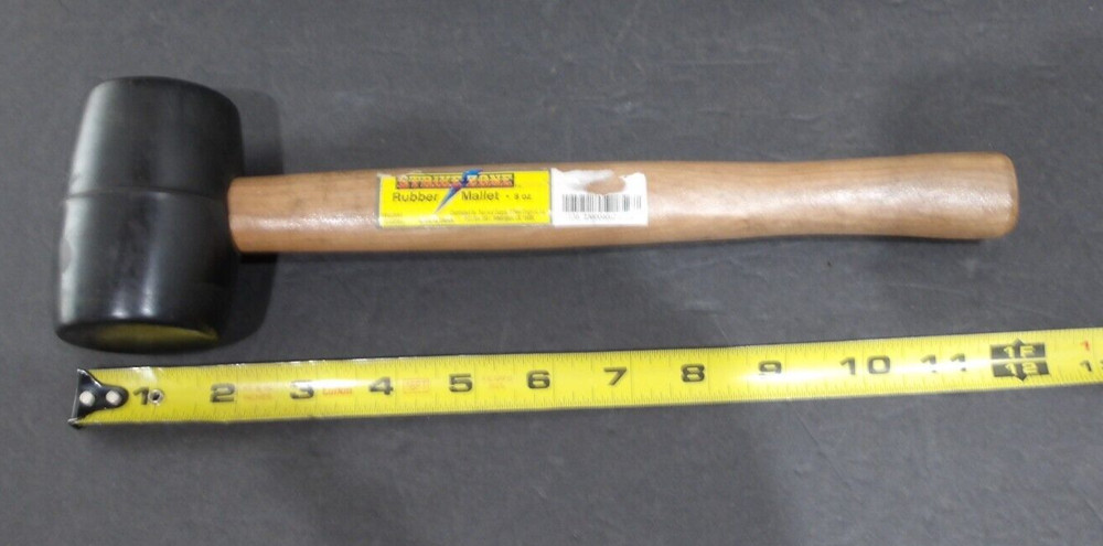 Strike Zone 8 oz Solid Rubber Mallet Solid Wood Handle 12" Long x 2" Dia. Head