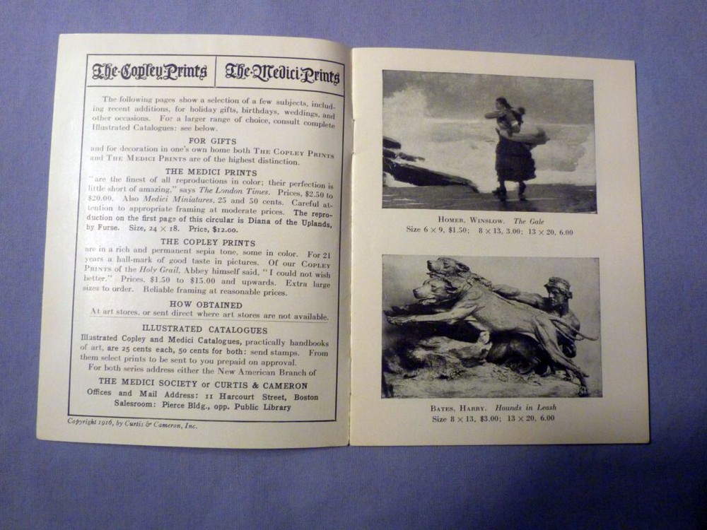 Copley Prints, Color Prints & Etchings Catalog 1915 paperback
