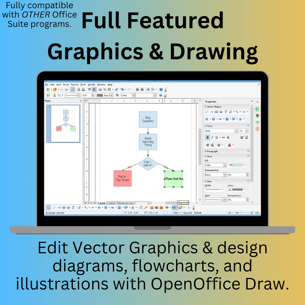 Open Office Software Suite for Mac USB Word Processing Home Student Business
