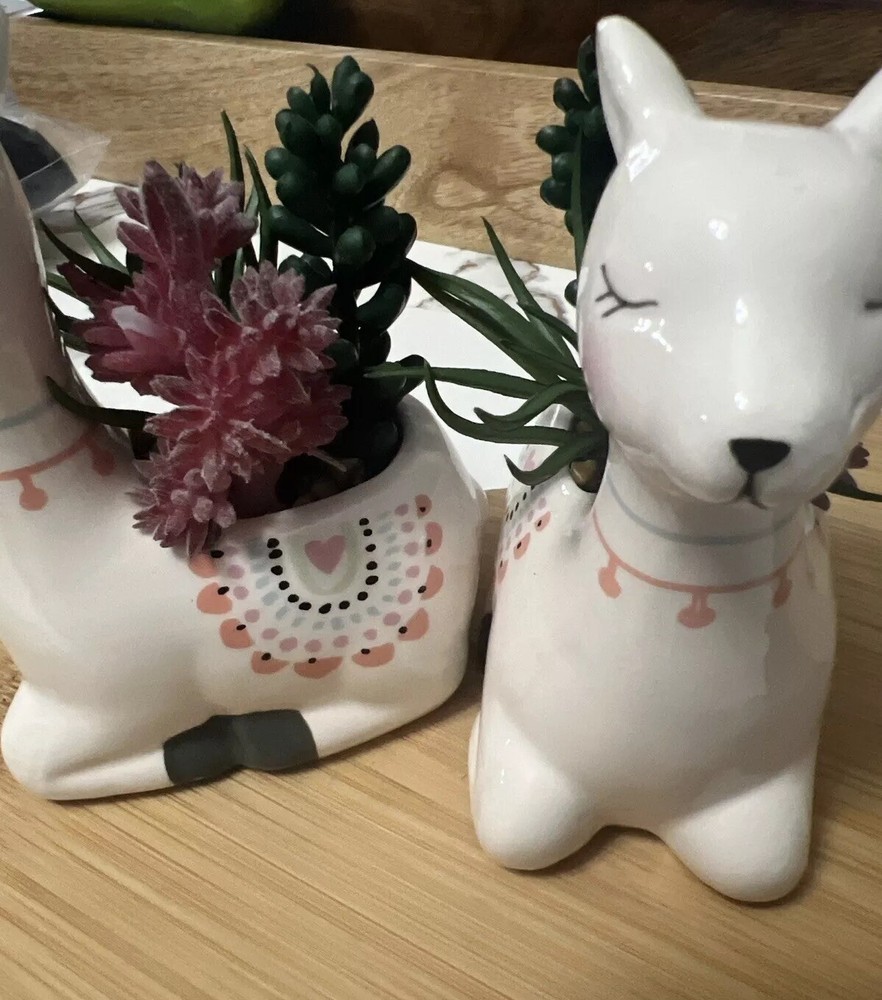 Ceramic Llama Succulent Deco,PACK OF 2.