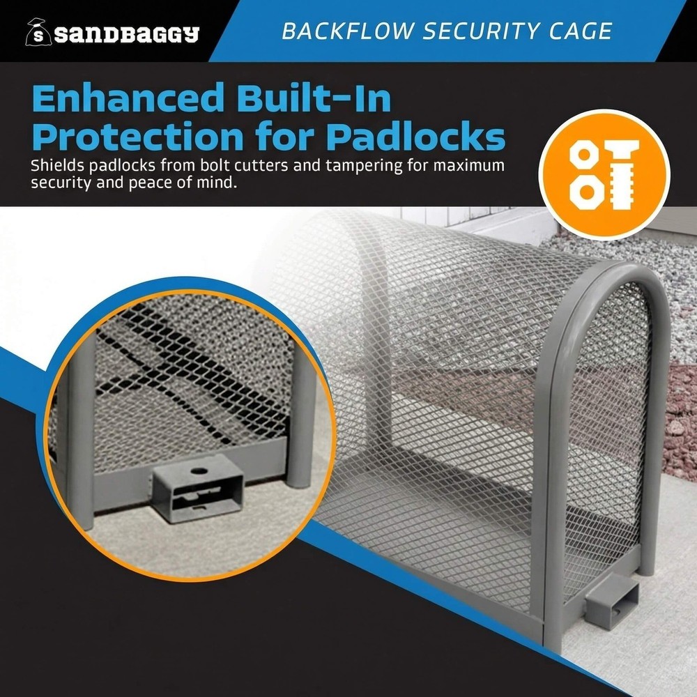 Backflow Security Cage – Backflow Preventer Enclosure (Gray, Medium) - Sandbaggy