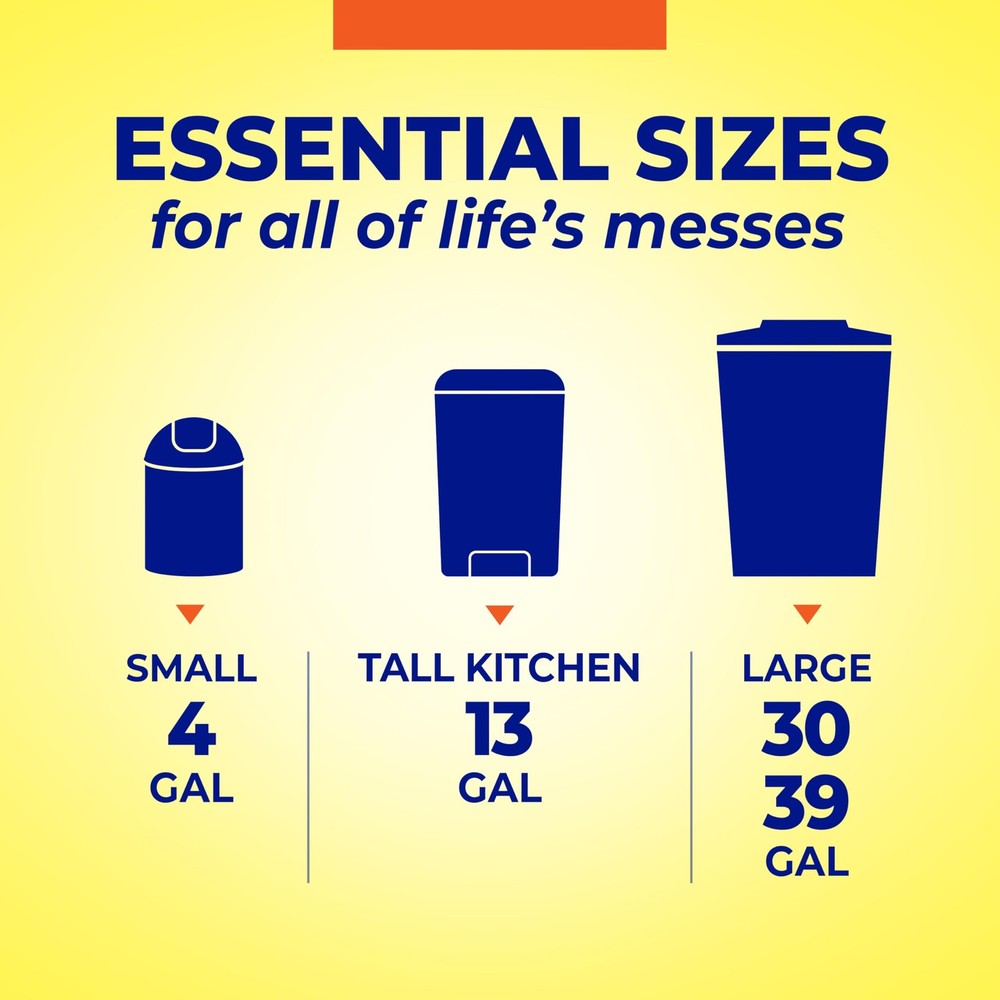Hefty Essentials Drawstring 30 Gallon Trash Bags 56 Count Bulk Black Garbage