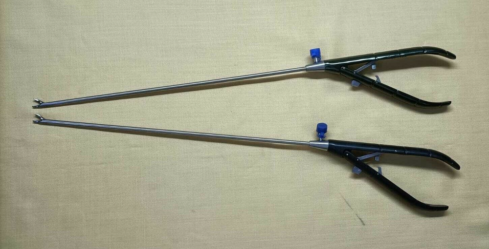 2pc Laparoscopic Needle Holder Curved Jaw 5mm Black Handle Reusable Instruments