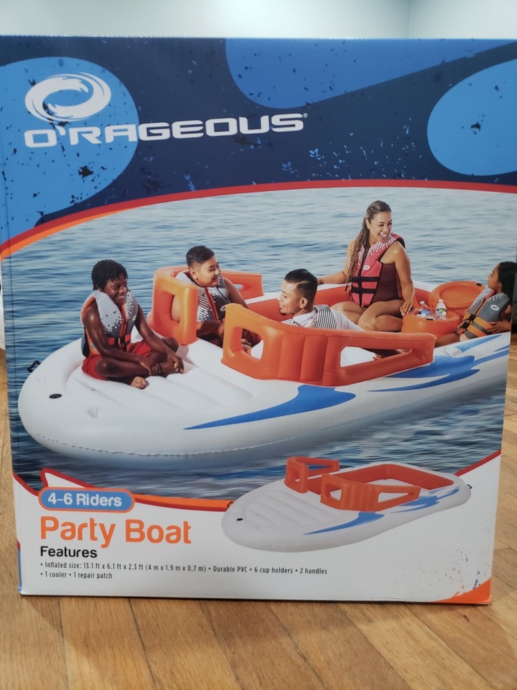 NIB *~6 PERSON INFLATABLE PARTY BOAT FLOAT ~* WITH COOLER