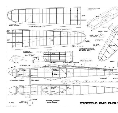 1949 Flight Cup Model Rubber Power 46" Model Airplane Plans Templates PDF on USB