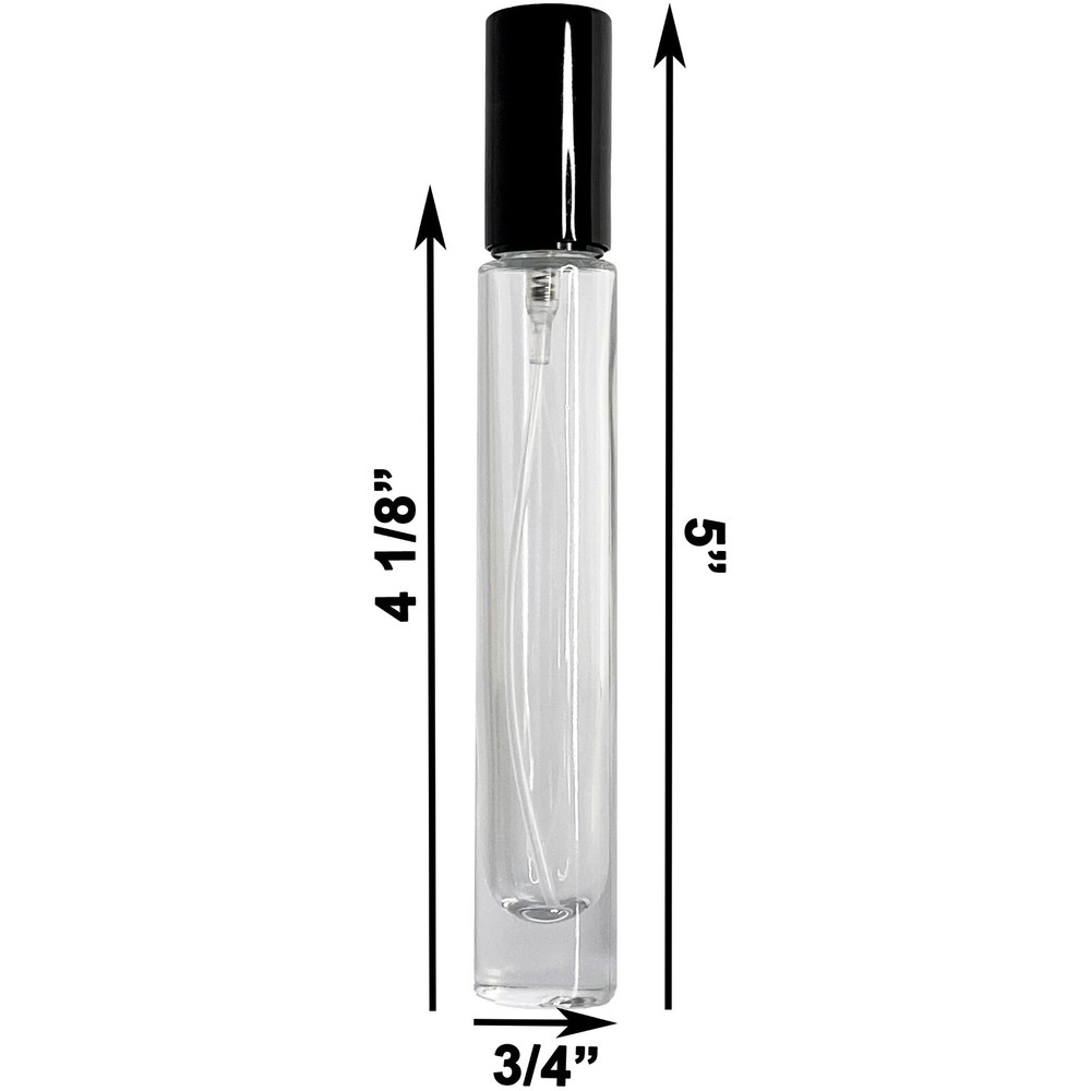 10ml 0.34oz Empty Perfume Cylinder Thick Glass Spray Bottle Black Atomizer