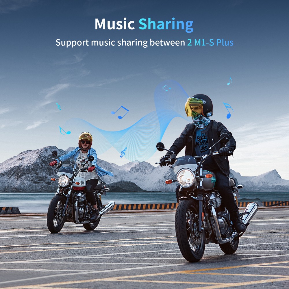 2x M1-S Plus 2000M Motorcycle Helmet Intercom BT Headset 10 Riders Communication