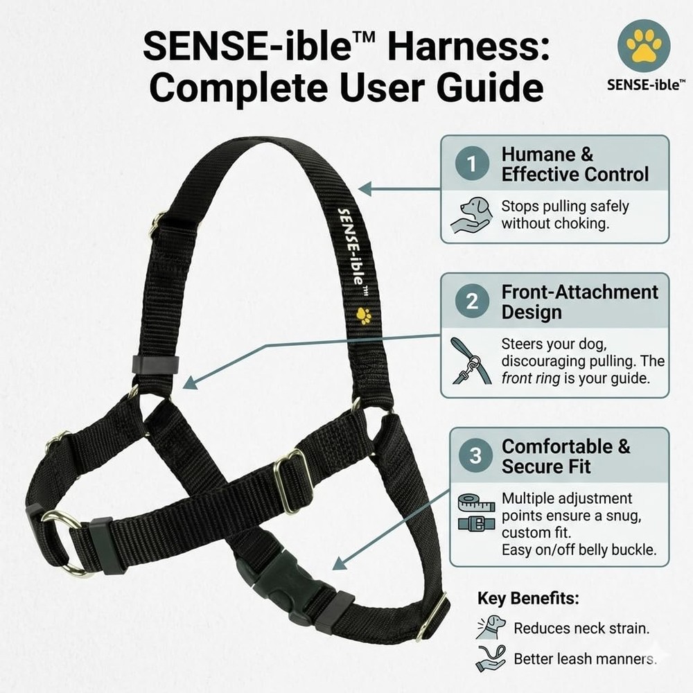 SENSE-ible No-Pull Dog Harness - Red Small