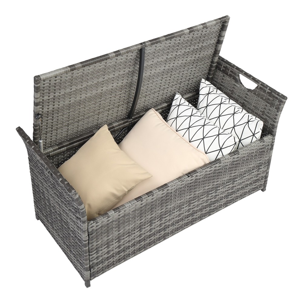 SHIP FROM USA,Gray Gradient Footstool Locker Rattan Locker