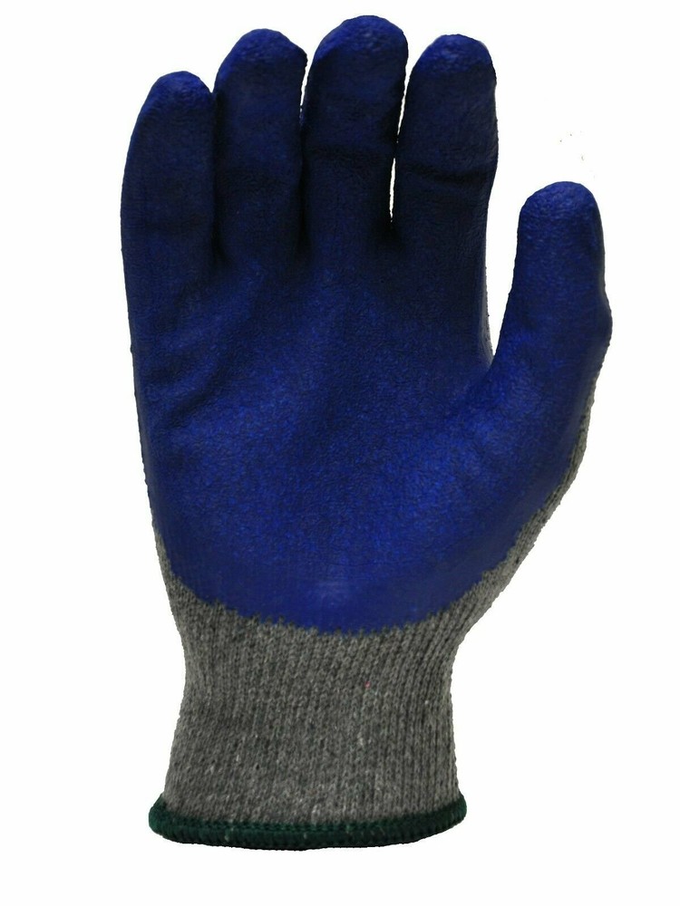 G & F Rubber Latex Coated Work Glove for Construction, Blue,Crinkle Pattern, Men