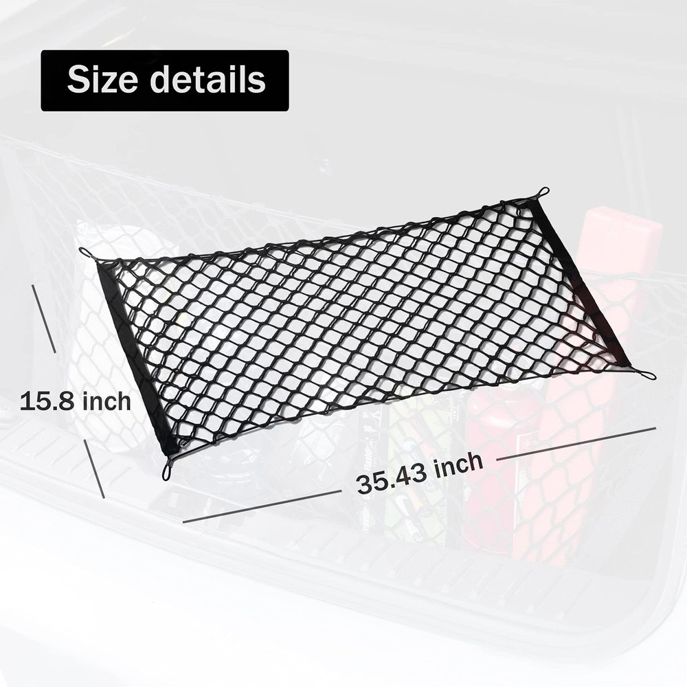 2 Packs Cargo Net Stretchable Adjustable Elastic Trunk Storage Net with Hook ...