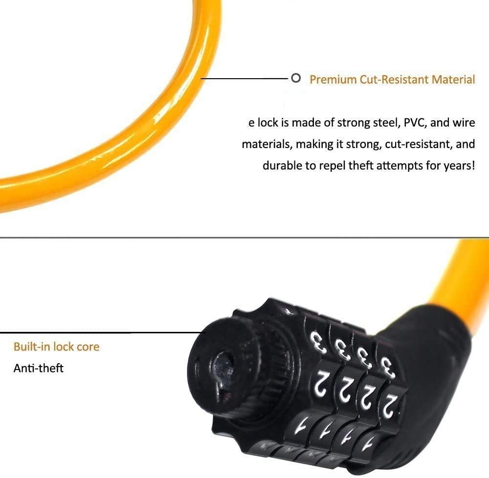 Compact 2ft Combination Bike Lock – Durable Alloy Steel, Scratch-Proof & Secure