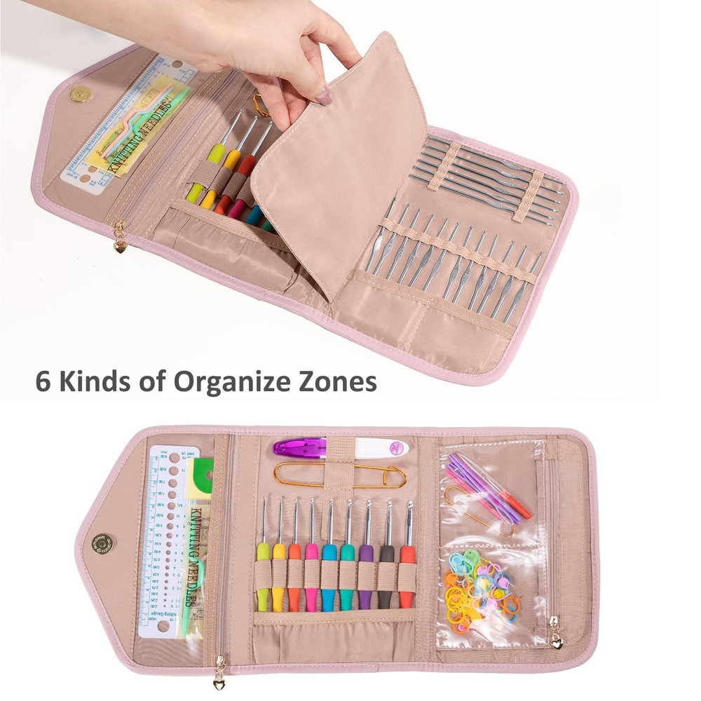 Crochet Hook Case Foldable Organizer Knitting Supplies Accessory Storage Bag
