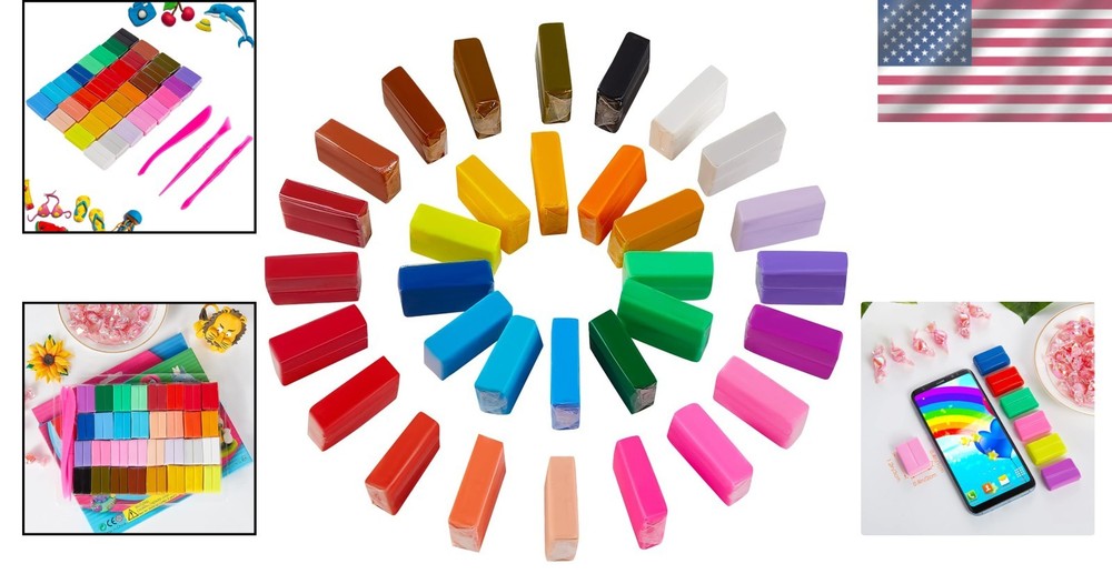 Non-Toxic Polymer Clay Set: 32 Colors for Safe, Creative Fun & Learning