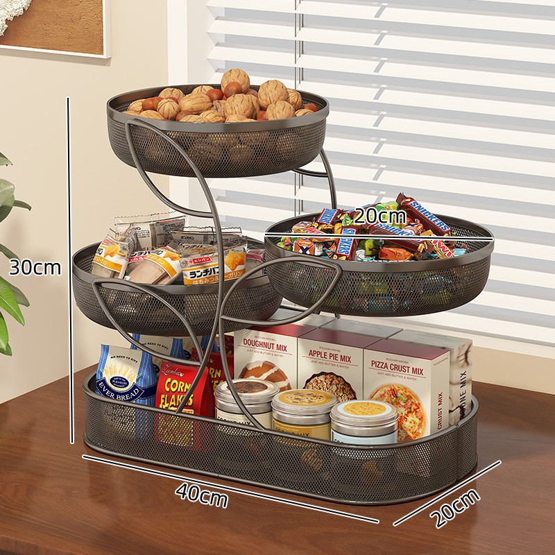 4 Tier Metal Fruit Basket Holder Dining Table Fruit Tray Kitchen Storage Rack US