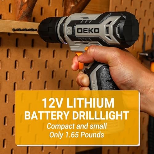 Power Drill Tool Set Kit: Cordless Drill Tool Box with 12V Battery Grey