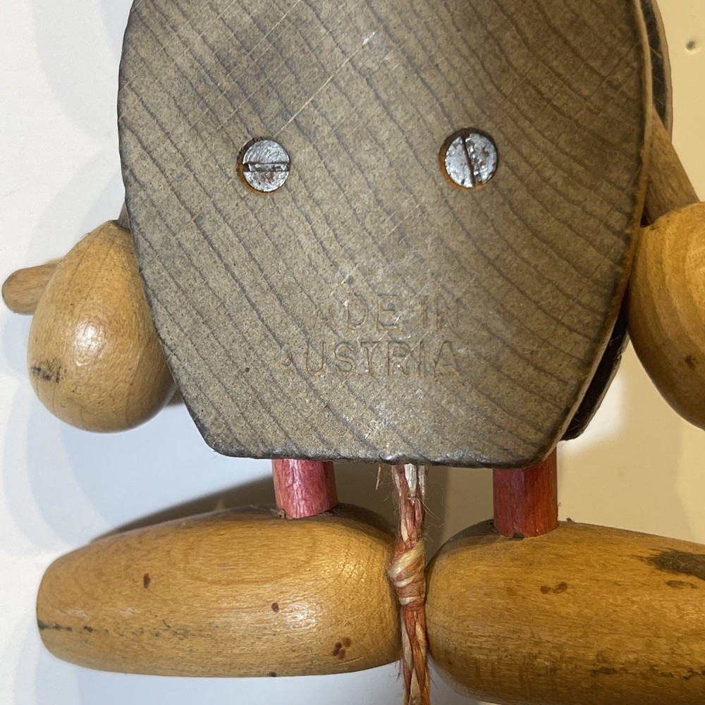 Vintage Jumping Jack Wood Pull Toy. Chef / Baker. AUSTRIA
