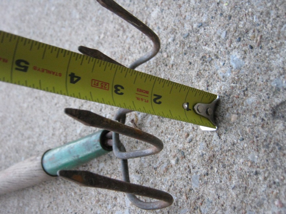 Original Vintage Rustic Rusty Farm Garden Tool Fork Wood Handle
