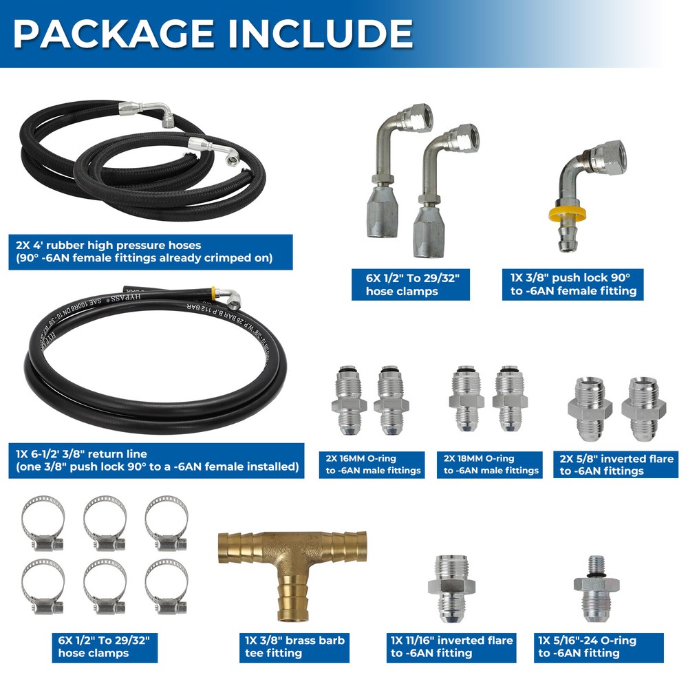 For Hydroboost Power Brake Booster Universal Steering Hose Hookup Kit w/ Fitting