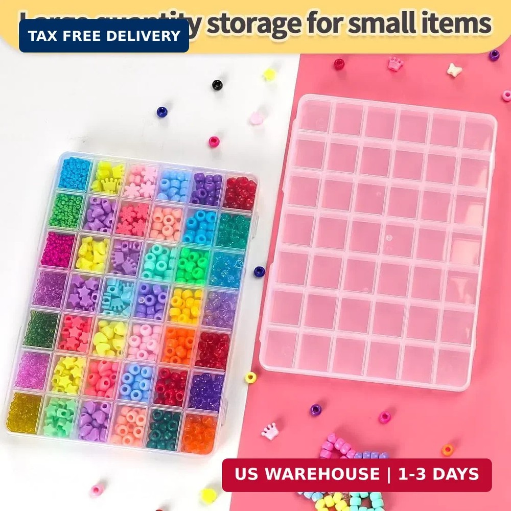 IOOLEEM 42 Grids Plastic Bead Organizer Box, Organizer Container Storage Box, Di