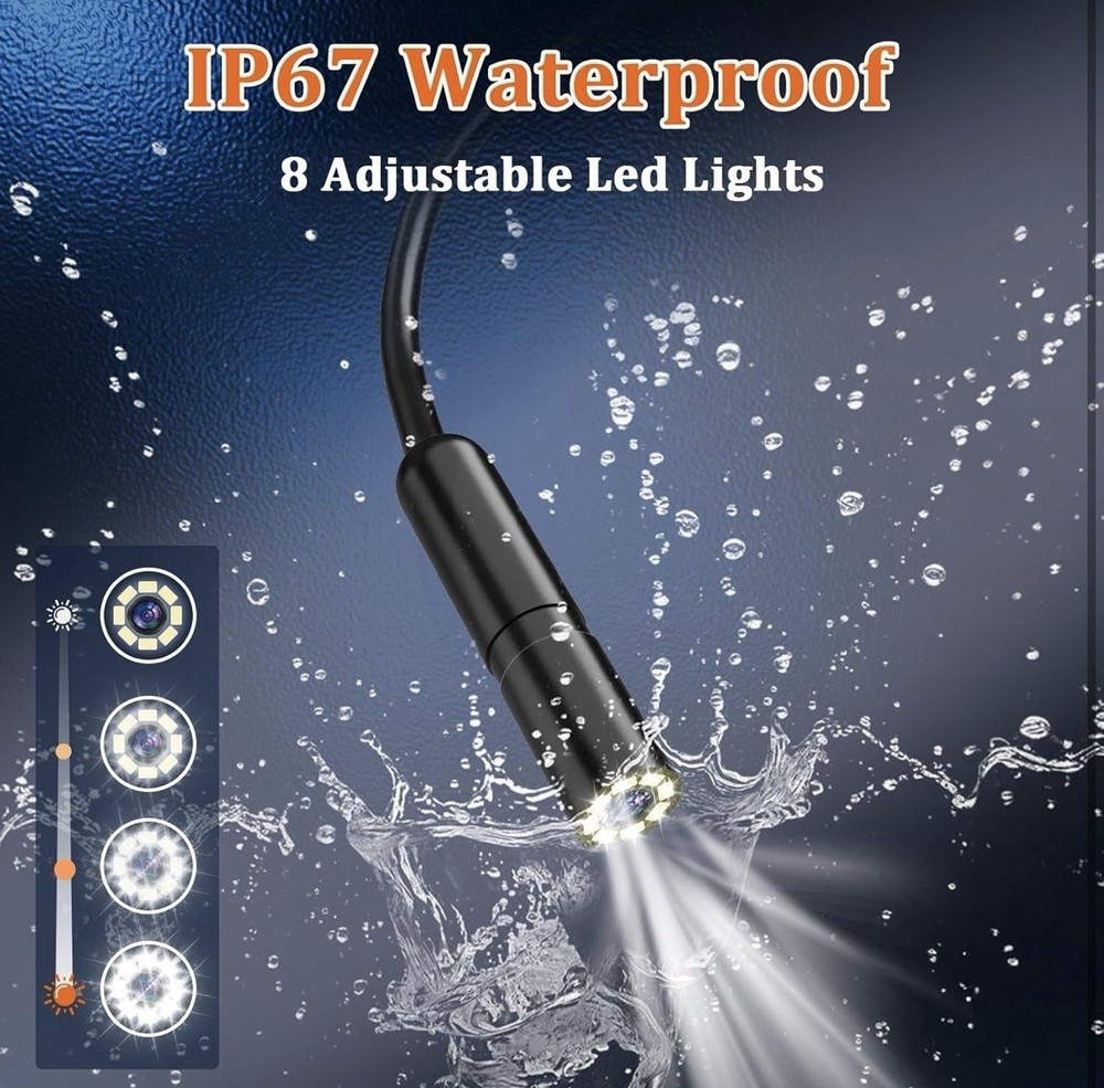 Endoscope Camera with 4.3" IPS Screen,Dual-Lens Borescope with Light,5M